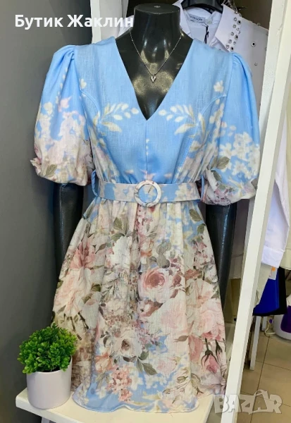 Нежна рокля с буфан ръкави , снимка 1