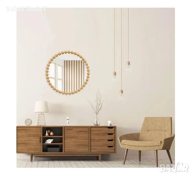 Кръгло Огледало за сетна, с топчета, 60см, снимка 1