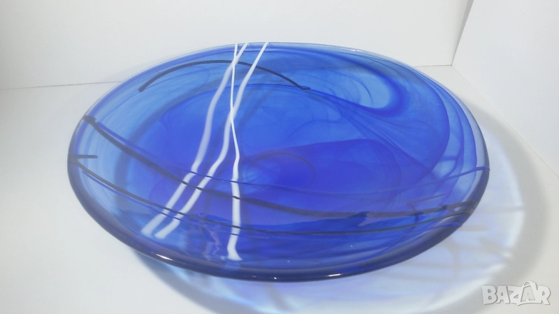 Kosta Boda Contrast Blue Dish 356 mm чиния на Коста Бода, снимка 1