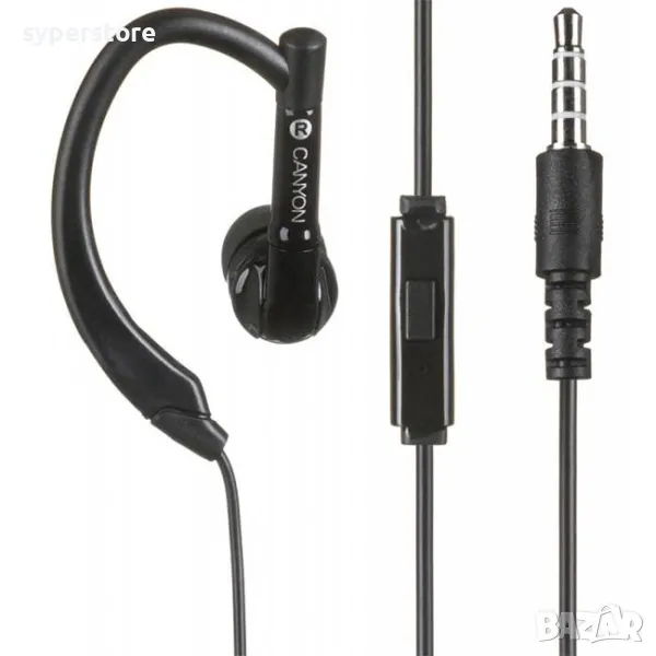 Слушалки с микрофон Canyon CNS-SEP1B, спортни, черни, тапи за уши, In-earphone , снимка 1