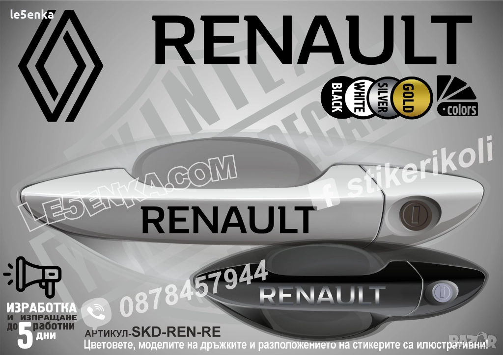 Renault стикери дръжки SKD-REN-RE, снимка 1