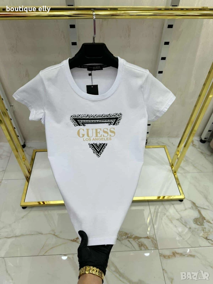 дамска тениска в бяло, черно и розово, снимка 1