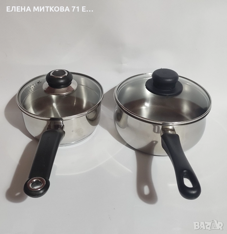 2 касероли от неръждаема стомана с двойно дъно, снимка 1