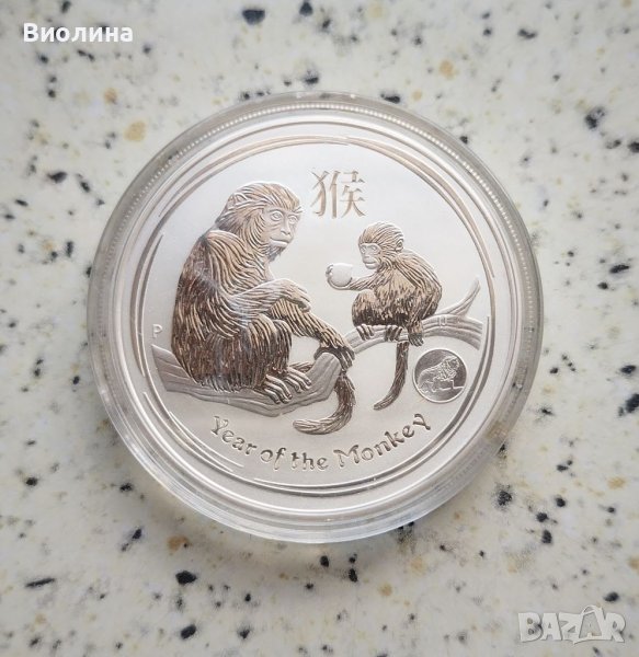 Сребро 1 OZ 2016 Маймунки с лъвче , снимка 1