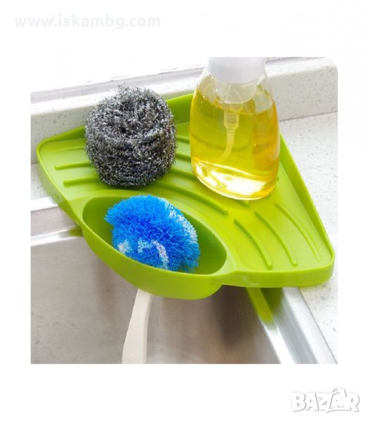 ЪГЛОВА ПОСТАВКА ЗА ГЪБА ЗА МИВКА С ДРЕНАЖЕН ОТВОР - код 02001, снимка 1