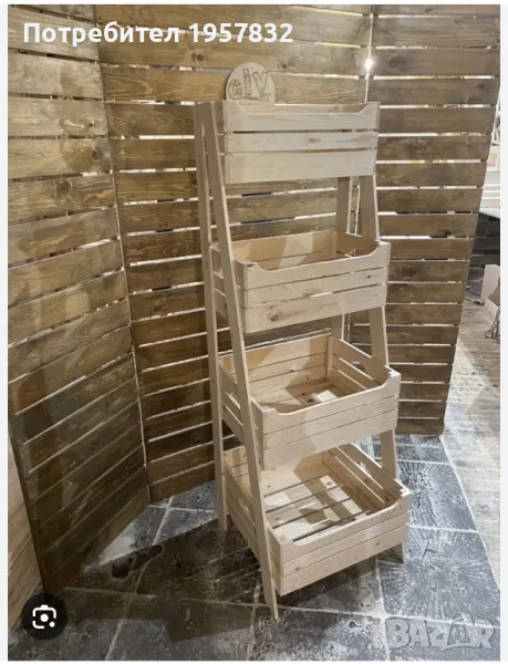 Дървен стелаж за плод и зеленчук тип цветарник, снимка 1