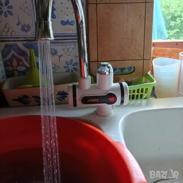 Смесител за вода с нагревател за мигновено загряване, снимка 1