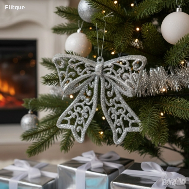 Коледна украса за елха - Блестяща панделка, снимка 1