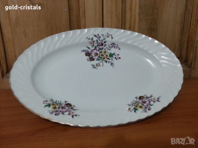 Стар български порцелан плато елипса поднос, снимка 1