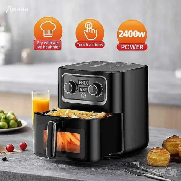 Air Fryer уред за приготвяне на здравословна храна с горещ въздух, 7 предварително зададени програми, снимка 1
