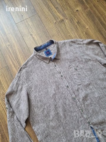 Страхотна мъжка ленена риза TOM RUSBORG  размер 2XL , без забележки като нова,  100% лен , снимка 2 - Ризи - 41468571