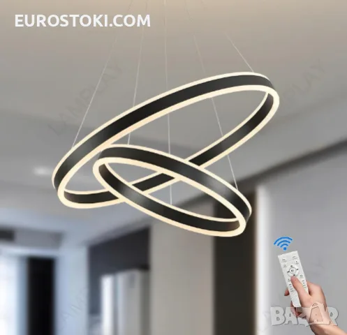 Луксозен LED полилей LAMPLAY, модерна LED висяща лампа 65W, голяма таванна лампа с дистанционно