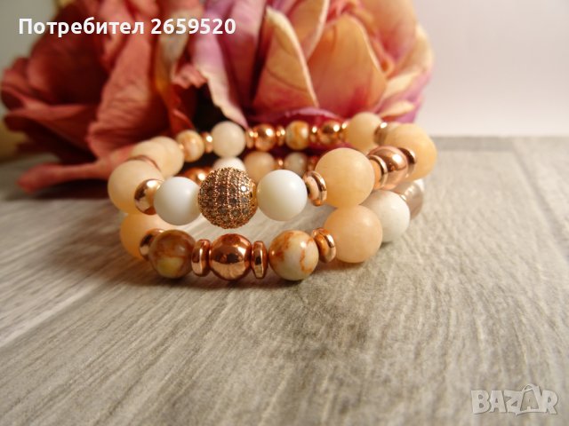 Дамски комплект гривни от естествени камъни, снимка 2 - Гривни - 39567322