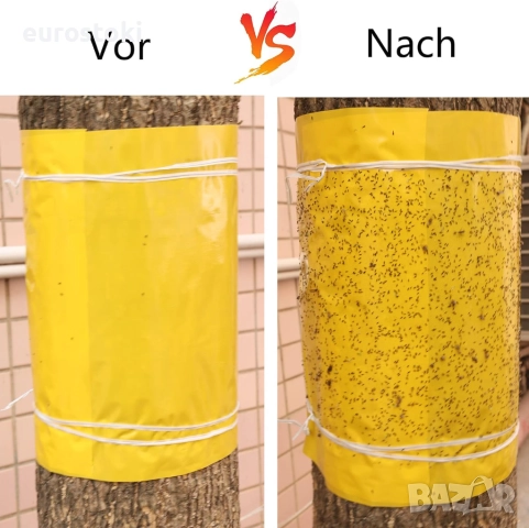 Caterpillar  3 метра, жълти самозалепващи се ленти, с лепило срещу гъсеници, мравки, снимка 4 - Други - 51840433