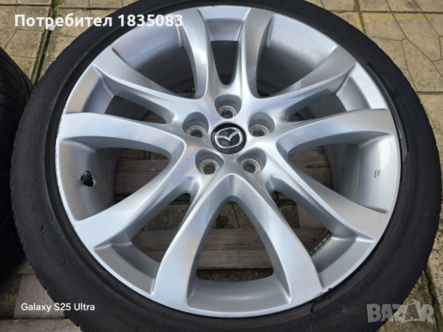 Лети джанти 19ки 5х114.3 Mazda + летни гуми 225/45/19 Bridgestone, снимка 7 - Гуми и джанти - 53707731