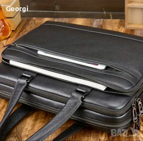 Премиум, Луксозна и Елегантна Бизнес чанта (за лаптоп 15,6”) Естествена върхова кожа!, снимка 7 - Чанти - 49279020