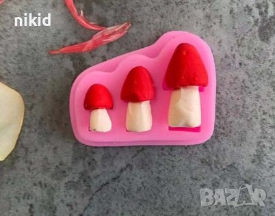 3 захлюпени гъбки гъби гъба силиконов молд форма фондан декор украса, снимка 3 - Форми - 41717281