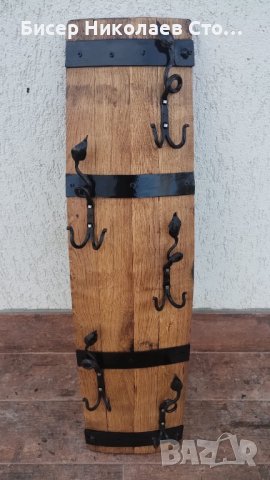 Красиви закачалки изработени от автентични реставрирани бурета с ръчно ковани куки с елементи листа , снимка 9 - Декорация за дома - 44097295