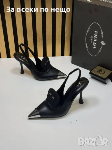 Prada Елегантни Дамски Обувки На Ток И С Метално Връхче И Каишка На Петата Код SEM-536