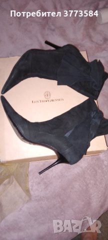LES TROPEZIENNES, Елегантни велурени боти, обувани няколко пъти. , снимка 1 - Дамски обувки на ток - 41385292