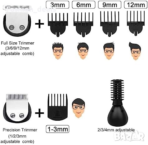 Нов Електрически тример машинка за подстригване на коса брада за мъже, снимка 6 - Машинки за подстригване - 42109522
