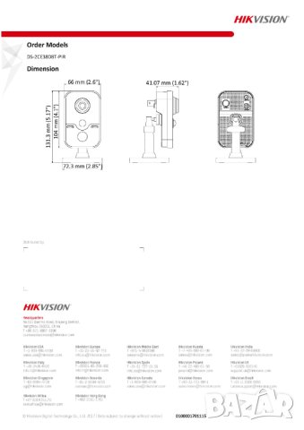 HD-TVI Алармена Камера HIKVISION DS-2CE38D8T-PIR Сензор Движение Вграден Микрофон 2Мегапиксела 1080p, снимка 6 - HD камери - 41503197