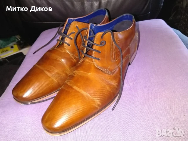 Бугатти Bugatti маркови обувки естествена кожа размер №44 стелка 29см, снимка 3 - Официални обувки - 51009176