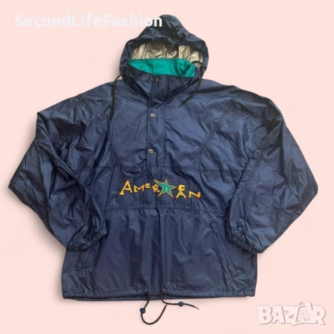 Мъжко яке ветровка Team American с 1/2 цип и качулка размер M