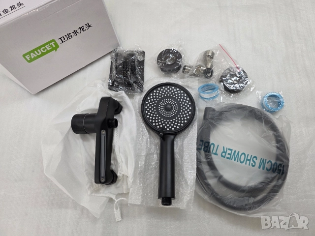К-кт смесител за вана с душ с ефект "Водопад", Черен Мат, снимка 10 - ВИК - 52569267