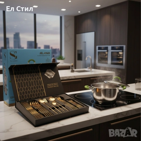 Комплект тенджери Swisgold Alana с 5-слойно капсулно дъно + Подарък комплект прибори за хранене, снимка 14 - Прибори за хранене, готвене и сервиране - 53356532