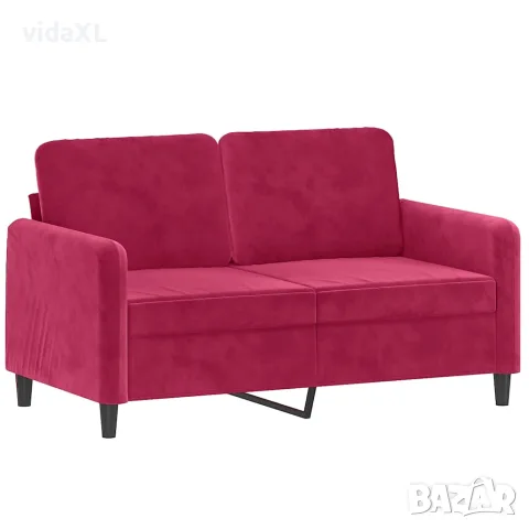 vidaXL 2-местен диван, виненочервен, 120 см, кадифе