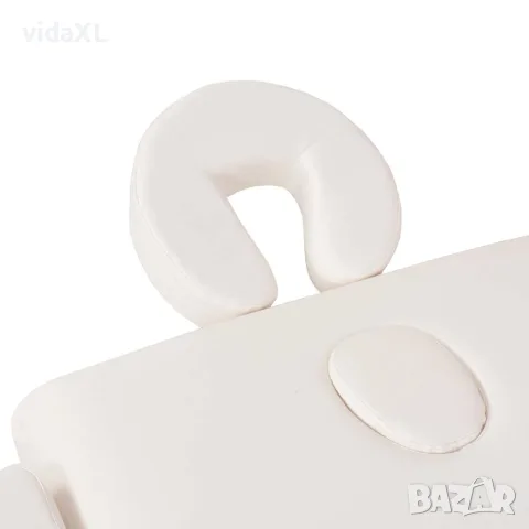 vidaXL Сгъваема масажна кушетка с 3 зони и столче, 10 см пълнеж, бяла, снимка 9 - Кушетки - 56146027