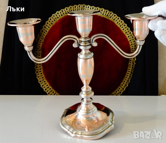 Троен свещник тройка,чиста червена мед. , снимка 7 - Антикварни и старинни предмети - 51937732