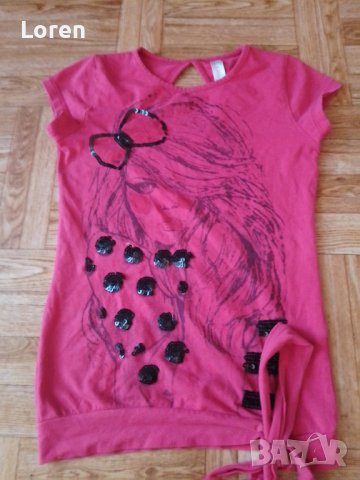 Подарявам!Тениска с пайети в розово , снимка 1 - Детски тениски и потници - 41551420