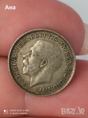 3 пенса 1921 г сребро Великобритания , снимка 3 - Нумизматика и бонистика - 41573370