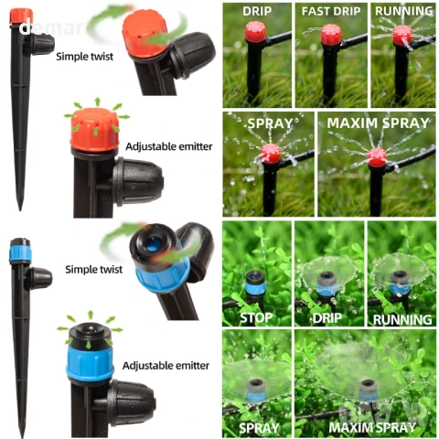 Комплект за капково напояване с тръба 10 метра 1/2 инча, тръба 60 метра 1/4 инча и всичко необходимо, снимка 5 - Напояване - 50948093