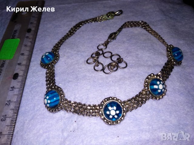 СТАРО РЕТРО ГОТИК АРТ КОЛИЕ ЧОКЪР посребрена благородна стомана с ВЕНЕЦИАНСКО СТЪКЛО МУРАНО 25991, снимка 7 - Антикварни и старинни предмети - 41751658