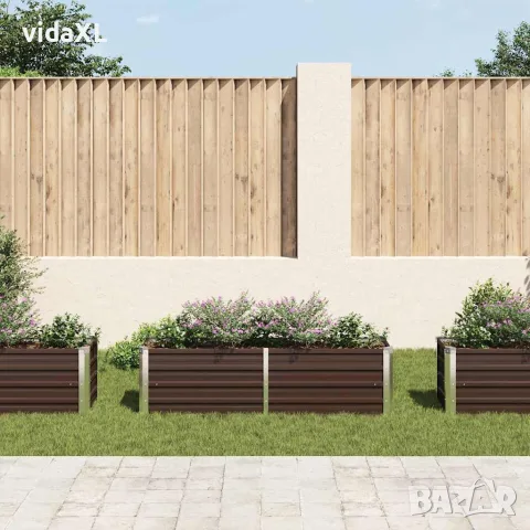 vidaXL Градинска висока леха кафява 160x40x45 см поцинкована стомана, снимка 3 - Саксии и кашпи - 56147579