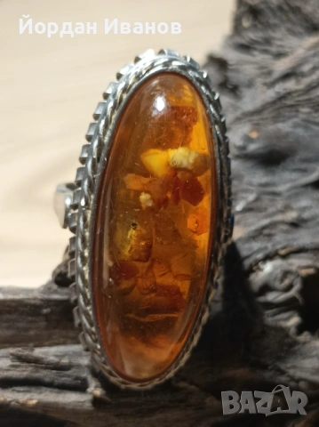 Руски пръстен с точен кехлибар 