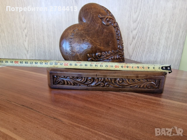 Дървена статуетка "Сърце за влюбени", снимка 8 - Статуетки - 53171542