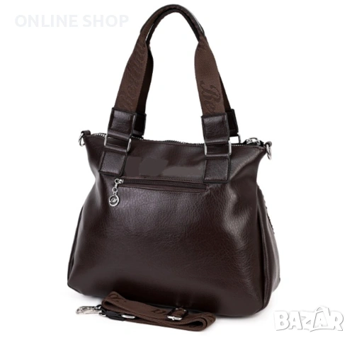 Луксозна Дамска чанта от висококачествена кожа във кафяв цвят , снимка 8 - Чанти - 53587461
