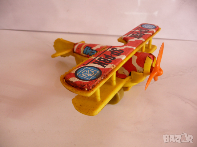 Ikar 7 стара играчка самолетче SP-PBK самолет крила перка Жълт, снимка 1 - Колекции - 44519156
