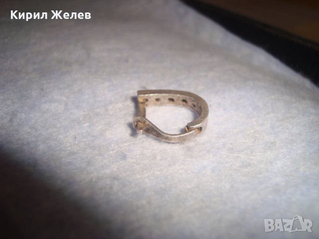 СТАР СРЕБЪРНА СКЪПОЦЕННА ОБЕЦА ВИСОКА ПРОБА СРЕБРО АНГЛИЯ с ИНКРУСТИРАНИ ЦИРКОНИ 25987, снимка 8 - Обеци - 35975621