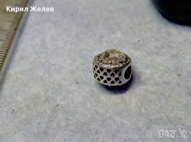 PANDORA СКЪПОЦЕННО СРЕБЪРНО ЗВЕНО за ГРИВНА ПАНДОРА РОДИРАНО СРЕБРО S 925 с ФАСЕТИРАНИ ЦИРКОНИ 43119, снимка 5 - Гривни - 49553456