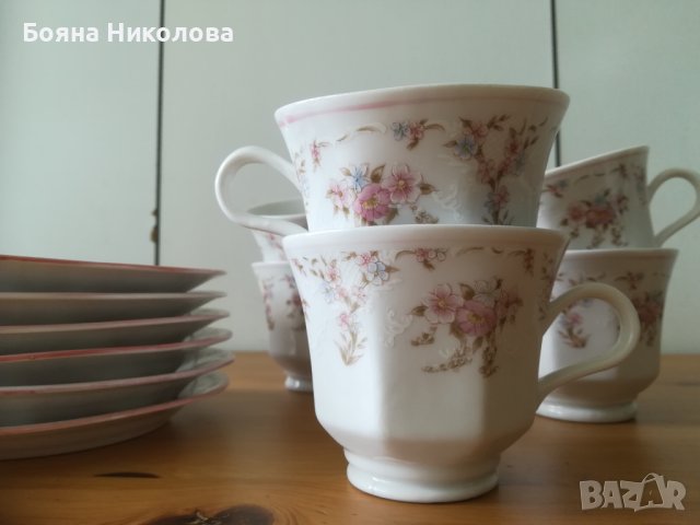 Порцеланов комплект чаши с чинийки за чай/кафе, снимка 1 - Сервизи - 41731226