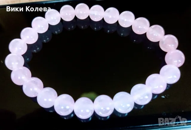 Гривна от розов кварц – камък на любовта и емоционалния баланс, снимка 2 - Гривни - 50212374