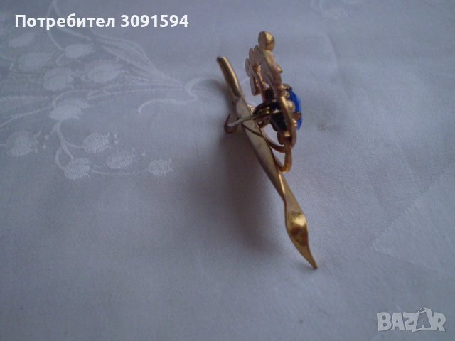 Арт Деко брошка цвете жълт метал , снимка 4 - Антикварни и старинни предмети - 39277401