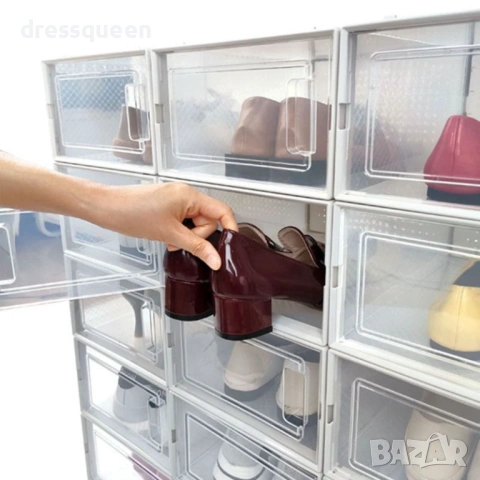 1232592 Прозрачна пластмасова кутия за обувки – Сгъваем органайзер за гардероб