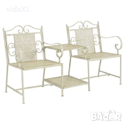 vidaXL Двуместна градинска пейка, 161 см, стомана, бяла(SKU:43147, снимка 1 - Градински мебели, декорация  - 44618222