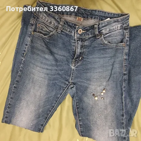 Дамски дънки с капсоловани перли